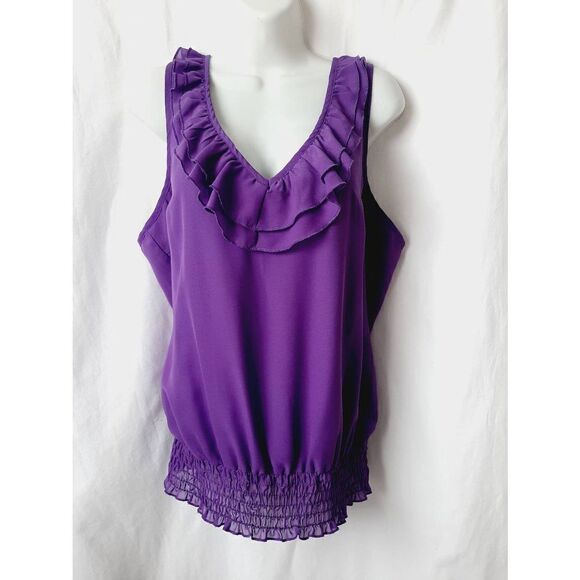 Trixxi purple sleeveless ruffle front sz XL top - Picture 1 of 4